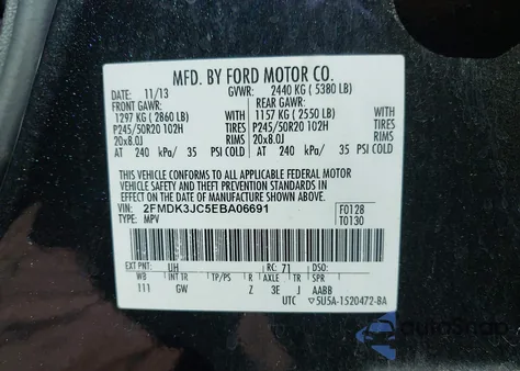 2014 Ford Edge Sel from USA, damaged, VIN 2FMDK3JC5EBA06691